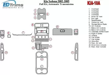 Kia Sedona 2002-2005 Voll Satz, Automatic Gear BD innenausstattung armaturendekor cockpit dekor