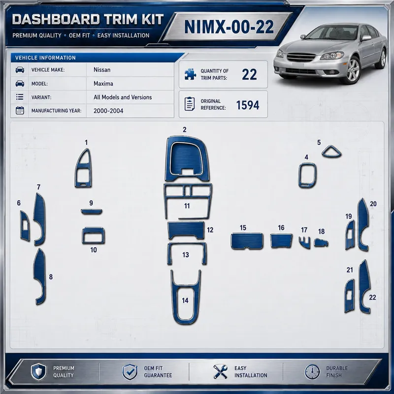Nissan Maxima 2000-2004 3D Cockpit Dekor Interieurleisten Set 22-teilig