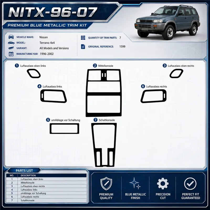 Nissan Terrano 4x4 1996-2002 3D Cockpit Dekor Interieurleisten Set 7-teilig