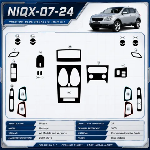 Nissan Qashqai 2007-2010 3D Cockpit Dekor Interieurleisten Set 24-teilig
