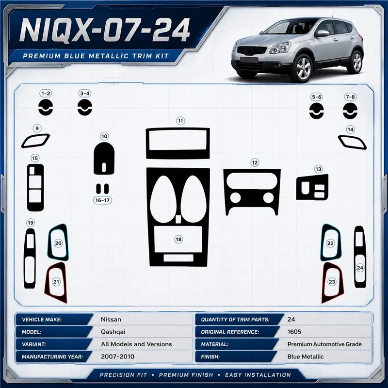 Nissan Qashqai 2007-2010 3D Cockpit Dekor Interieurleisten Set 24-teilig