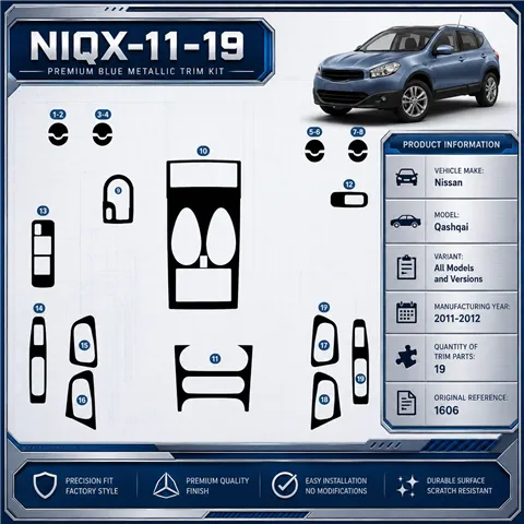 Nissan Qashqai 2011-2012 3D Cockpit Dekor Interieurleisten Set 19-teilig