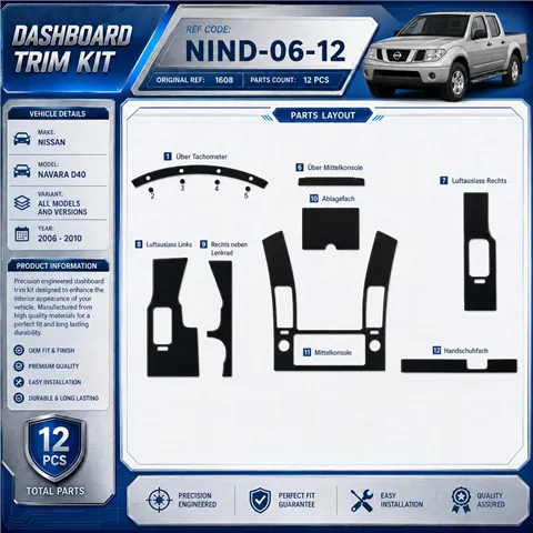 Nissan Navara D40 2006-2010 3D Cockpit Dekor Interieurleisten Set 12-teilig
