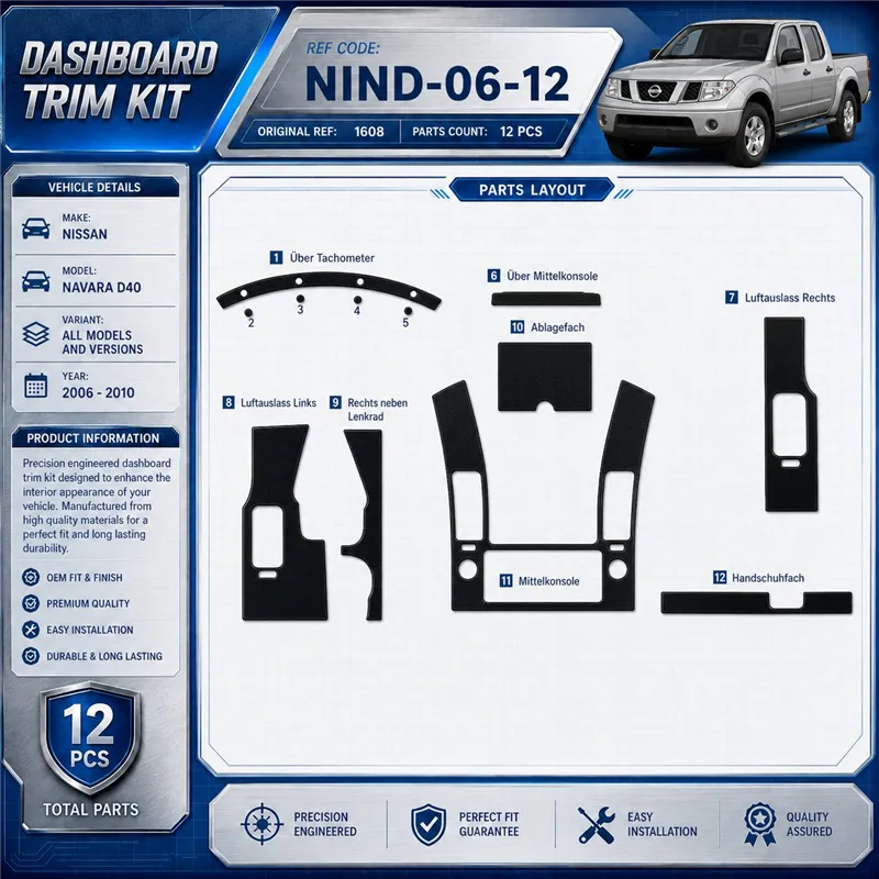 Nissan Navara D40 2006-2010 3D Cockpit Dekor Interieurleisten Set 12-teilig