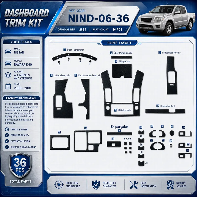 Nissan Navara D40 2006-2010 3D Cockpit Dekor Interieurleisten Set 36-teilig