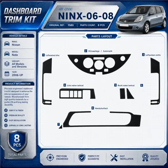 Nissan Note 2006-heute 3D Cockpit Dekor Interieurleisten Set 8-teilig