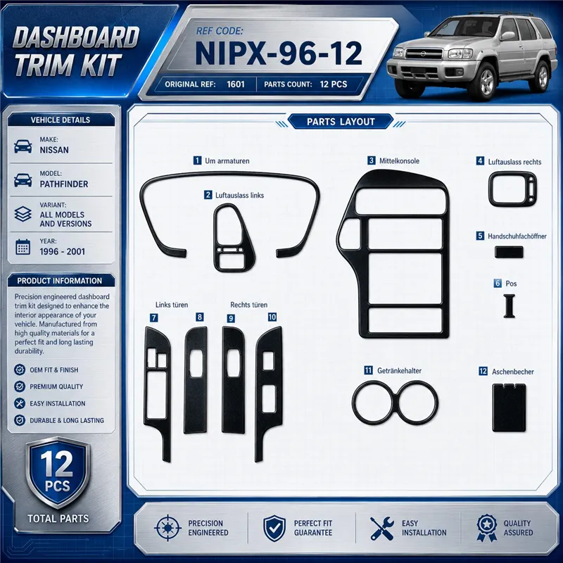Nissan Pathfinder 1996-2001 3D Cockpit Dekor Interieurleisten Set 12-teilig