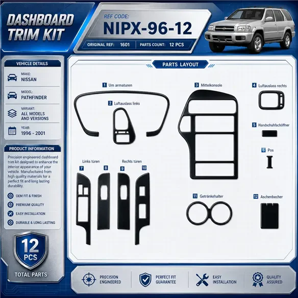 Nissan Pathfinder 1996-2001 3D Cockpit Dekor Interieurleisten Set 12-teilig