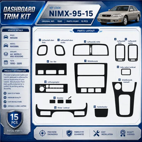 Nissan Maxima 1995-2000 3D Cockpit Dekor Interieurleisten Set 15-teilig