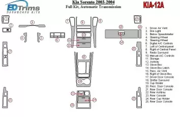 Kia Sorento 2003-2004 Voll Satz, Automatic Gear BD innenausstattung armaturendekor cockpit dekor