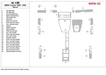 BMW 5 1989-1993 Manual Gearbox, 25 Parts set BD innenausstattung armaturendekor cockpit dekor