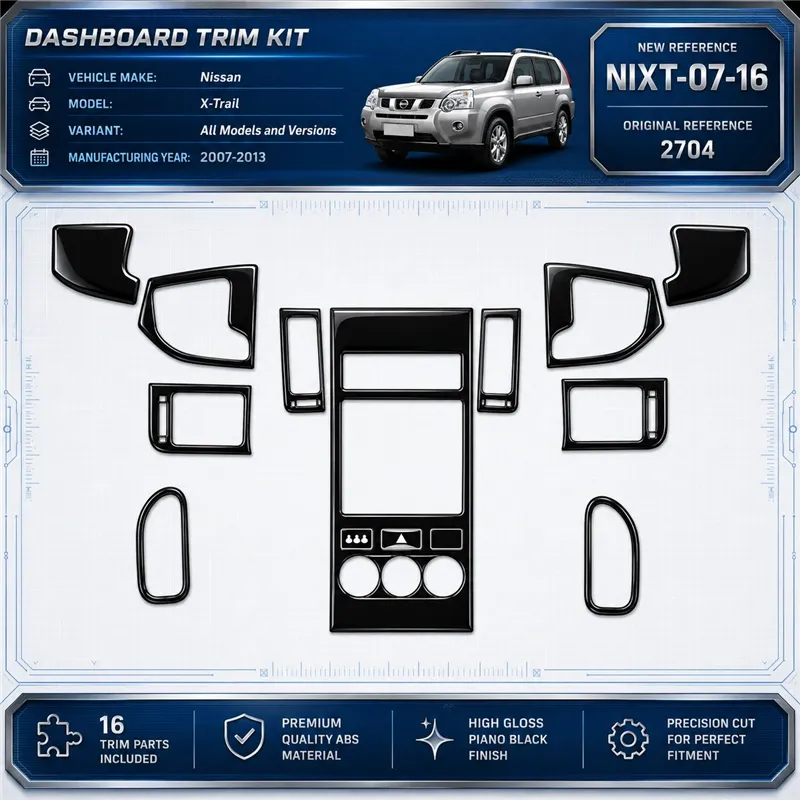 Nissan X Trail 2007-2013 3D Cockpit Dekor Interieurleisten Set 16-teilig