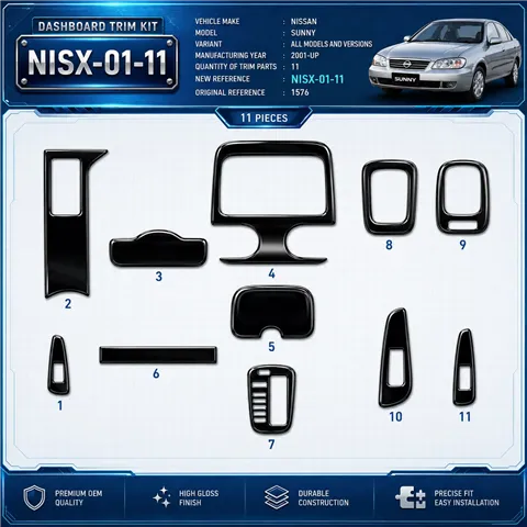 Nissan Sunny 2001-heute 3D Cockpit Dekor Interieurleisten Set 11-teilig