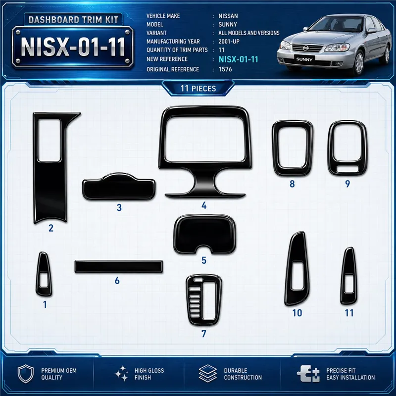 Nissan Sunny 2001-heute 3D Cockpit Dekor Interieurleisten Set 11-teilig