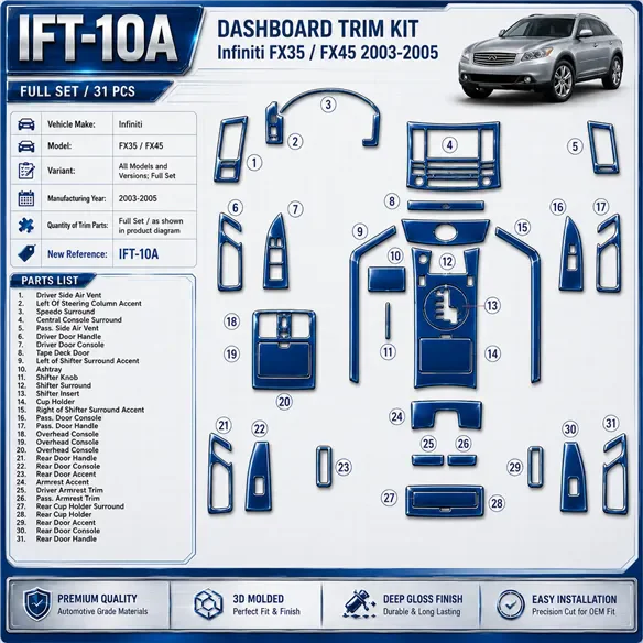 Infiniti FX 2003-2005 3D Cockpit Dekor Interieurleisten Set Full Set / as shown in product diagram-teilig