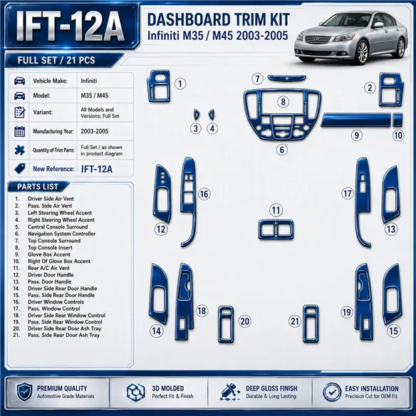 Infiniti M35/45 2003-2005 3D Cockpit Dekor Interieurleisten Set Full Set / as shown in product diagram-teilig