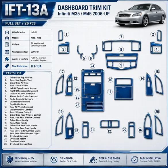 Infiniti M35/45 2006-heute 3D Cockpit Dekor Interieurleisten Set Full Set / as shown in product diagram-teilig
