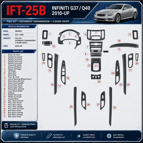 Infiniti G37 2010-heute 3D Cockpit Dekor Interieurleisten Set As shown in product diagram-teilig