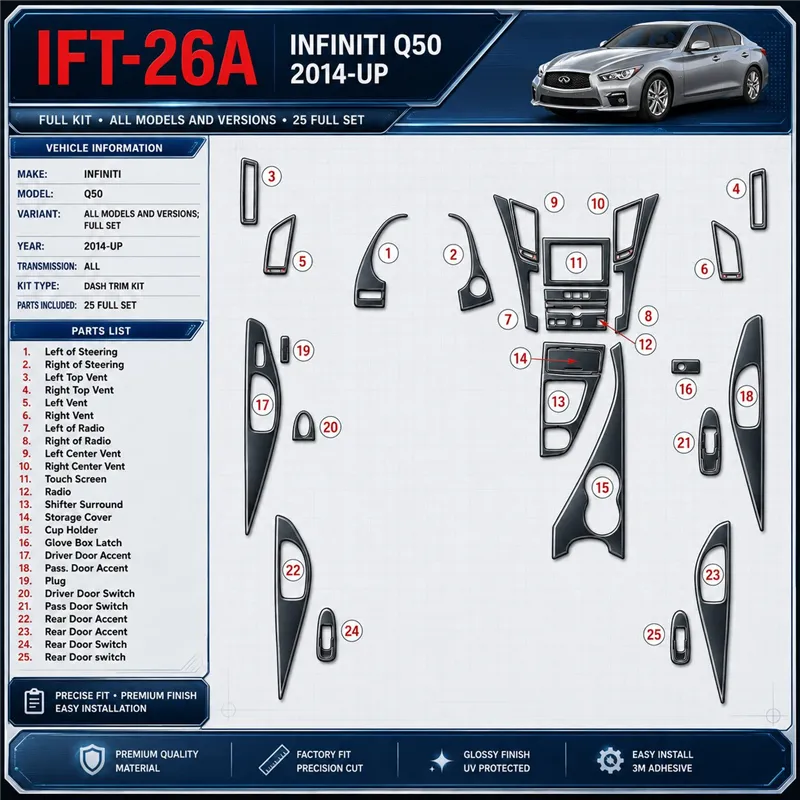 Infiniti Q50 2014-heute 3D Cockpit Dekor Interieurleisten Set Full Set / as shown in product diagram-teilig
