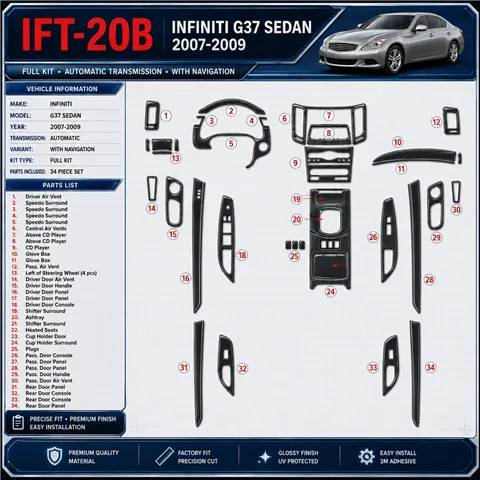 Infiniti G37 2007-2009 3D Cockpit Dekor Interieurleisten Set Full Set / as shown in product diagram-teilig