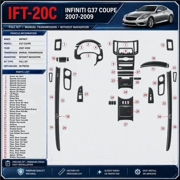 Infiniti G37 2007-2009 3D Cockpit Dekor Interieurleisten Set Full Set / as shown in product diagram-teilig