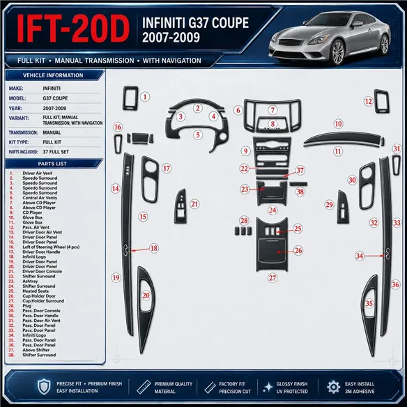 Infiniti G37 2007-2009 3D Cockpit Dekor Interieurleisten Set Full Set / as shown in product diagram-teilig