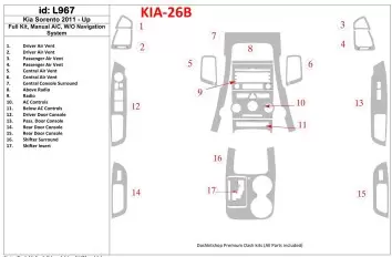KIA Sorento 2011-UP Voll Satz, Manual Gearbox AC, W/O Navigation system BD innenausstattung armaturendekor cockpit dekor