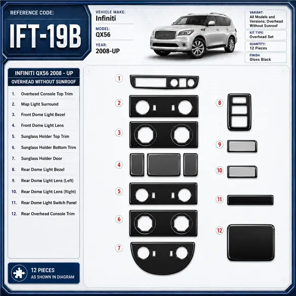 Infiniti QX56 2008-heute 3D Cockpit Dekor Interieurleisten Set As shown in product diagram-teilig