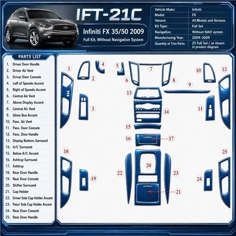 Infiniti FX 2009-2009 3D Cockpit Dekor Interieurleisten Set Full Set / as shown in product diagram-teilig
