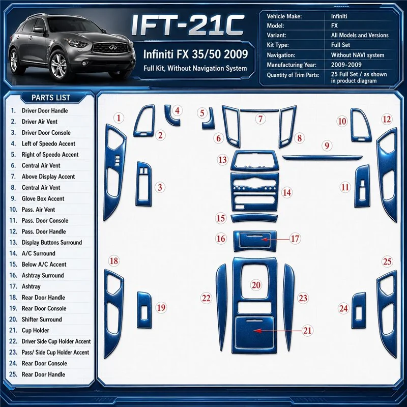 Infiniti FX 2009-2009 3D Cockpit Dekor Interieurleisten Set Full Set / as shown in product diagram-teilig