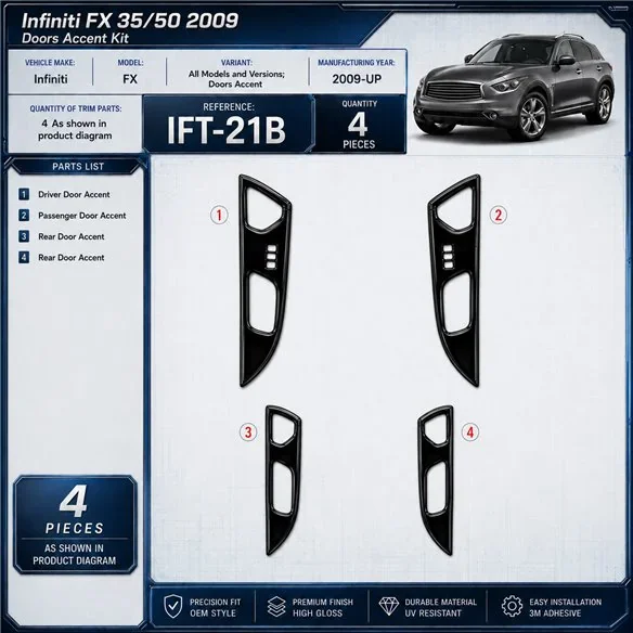 Infiniti FX 2009-heute 3D Cockpit Dekor Interieurleisten Set As shown in product diagram-teilig