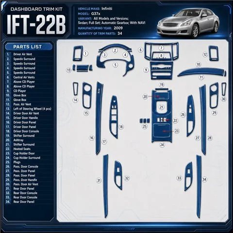 Infiniti G37x 2009-2009 3D Cockpit Dekor Interieurleisten Set Full Set / as shown in product diagram-teilig