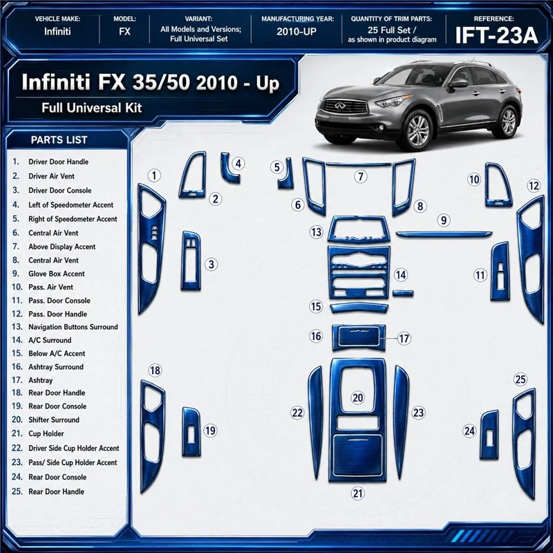 Infiniti FX 2010-heute 3D Cockpit Dekor Interieurleisten Set Full Set / as shown in product diagram-teilig