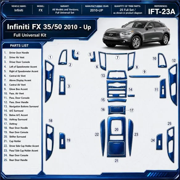 Infiniti FX 2010-heute 3D Cockpit Dekor Interieurleisten Set Full Set / as shown in product diagram-teilig