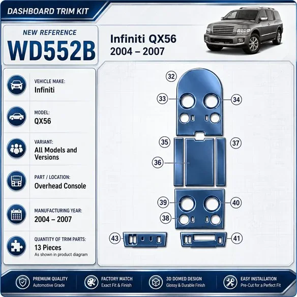 Infiniti QX56 2004-2007 3D Cockpit Dekor Interieurleisten Set As shown in product diagram-teilig