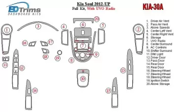 Kia Soul 2012-UP Voll Satz With UVO Radio BD innenausstattung armaturendekor cockpit dekor