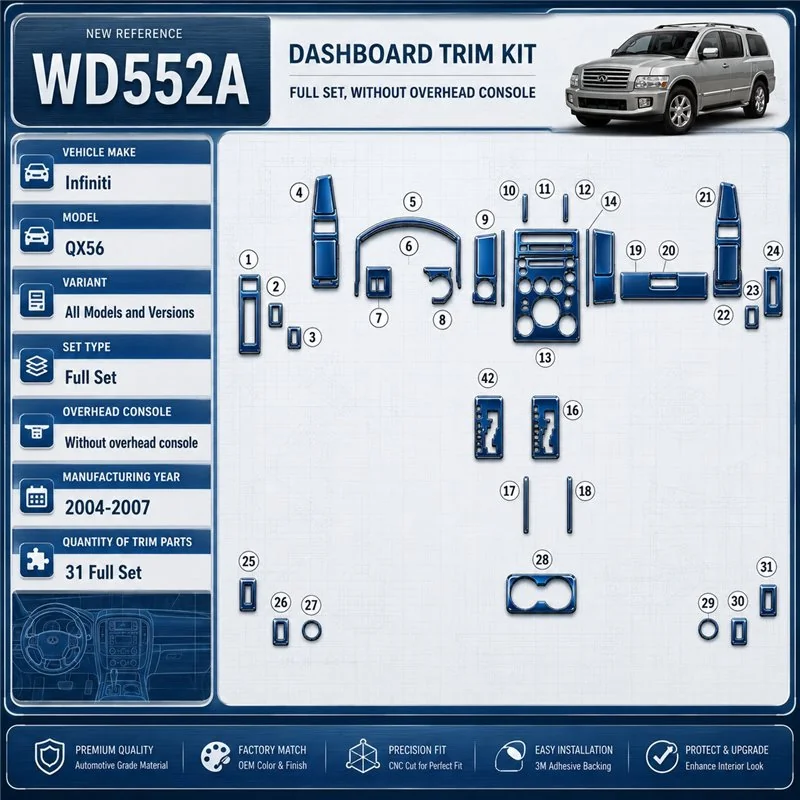 Infiniti QX56 2004-2007 3D Cockpit Dekor Interieurleisten Set Full Set / as shown in product diagram-teilig