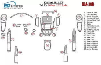 Kia Soul 2012-UP Voll Satz Without UVO Radio BD innenausstattung armaturendekor cockpit dekor
