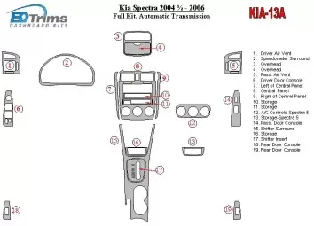 Kia Spectra 2004-2006 Voll Satz, Automatic Gear BD innenausstattung armaturendekor cockpit dekor