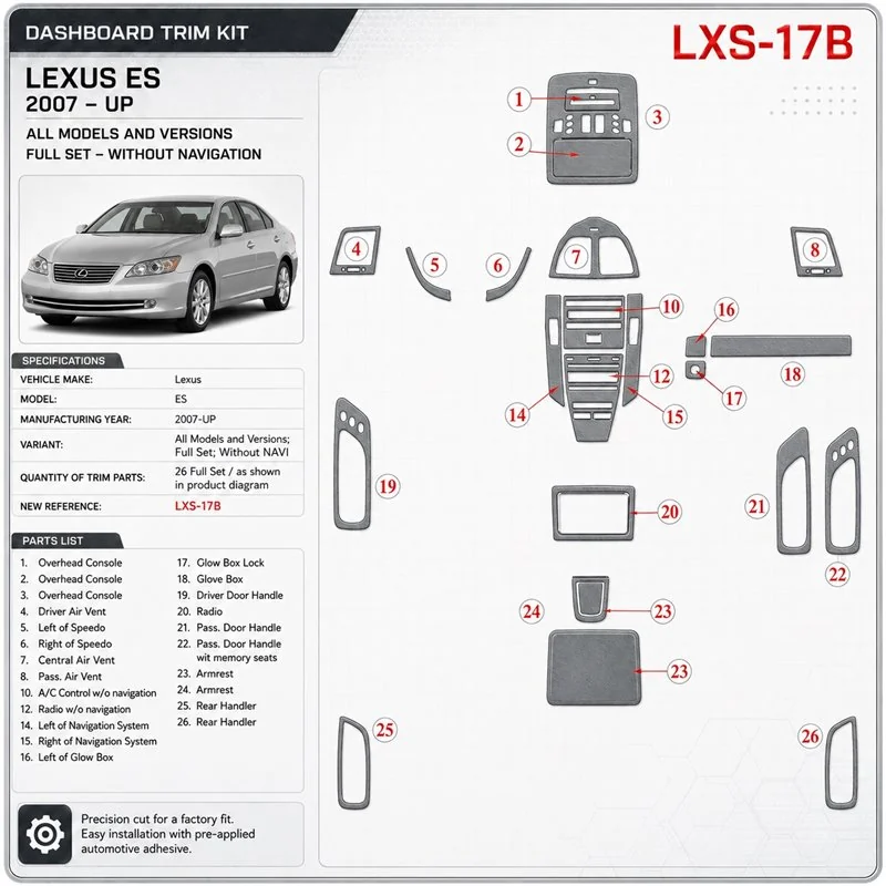 Lexus ES 2007-heute 3D Cockpit Dekor Interieurleisten Set Full Set / as shown in product diagram-teilig