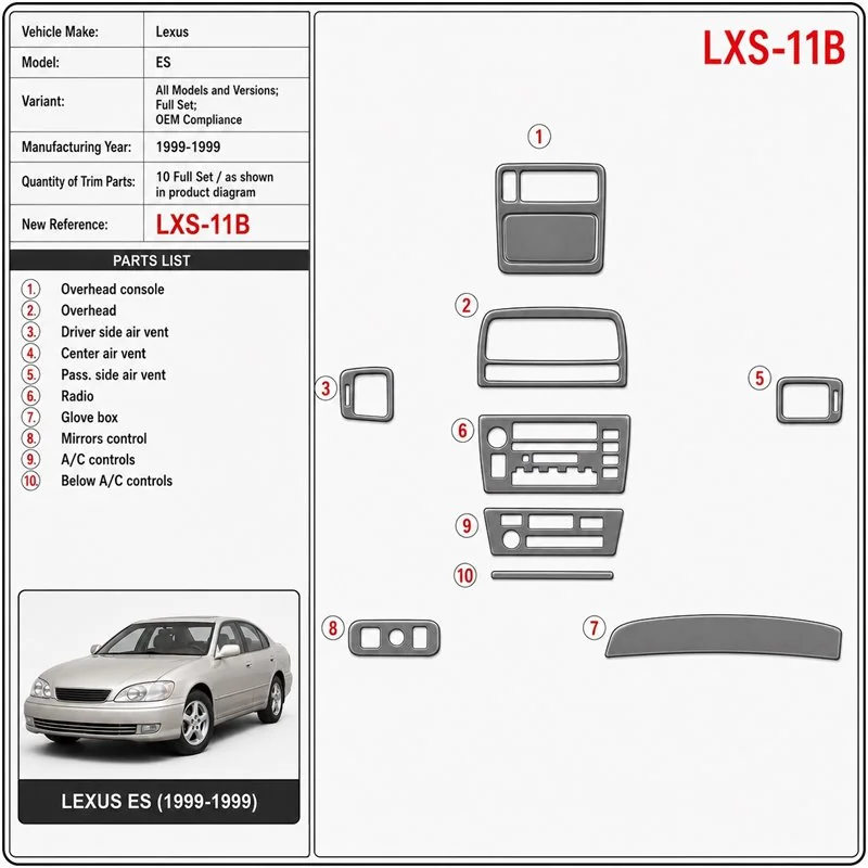 Lexus ES 1999-1999 3D Cockpit Dekor Interieurleisten Set Full Set / as shown in product diagram-teilig