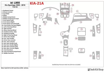 KIA Sportage 2009-2010 Voll Satz BD innenausstattung armaturendekor cockpit dekor