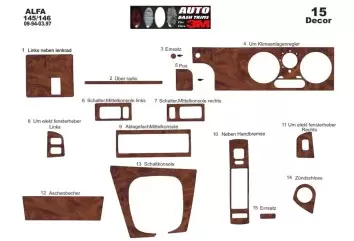 Alfa Romeo 145 146 94-97 Mittelkonsole Armaturendekor Cockpit Dekor 15-Teilige - 5 Alfa Romeo 145 146 94-97 Mittelkonsole Armaturendekor Cockpit Dekor 15-Teilige - 5