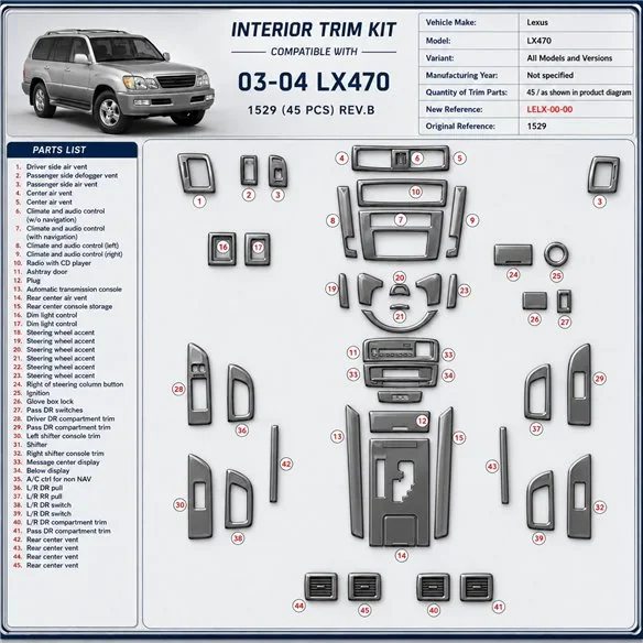 Lexus LX470 Not specified 3D Cockpit Dekor Interieurleisten Set 00-teilig
