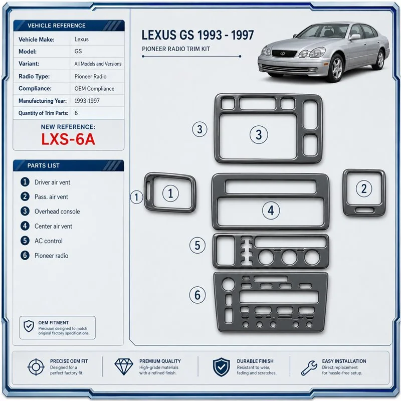 Lexus GS 1993-1997 3D Cockpit Dekor Interieurleisten Set 6-teilig