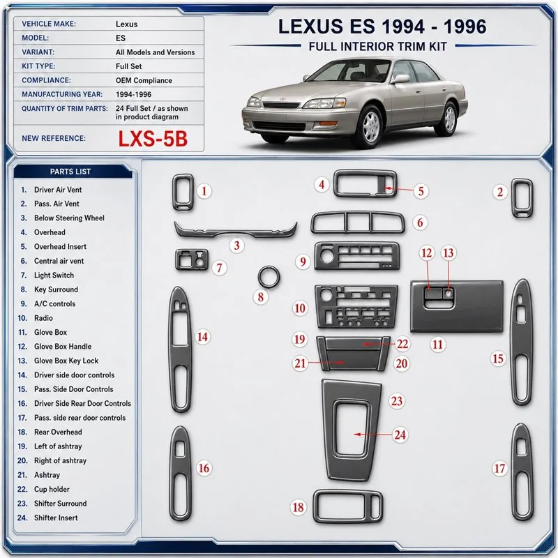 Lexus ES 1994-1996 3D Cockpit Dekor Interieurleisten Set Full Set / as shown in product diagram-teilig