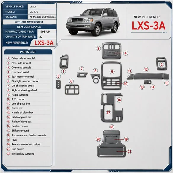 Lexus LX-470 1998-heute 3D Cockpit Dekor Interieurleisten Set 22-teilig