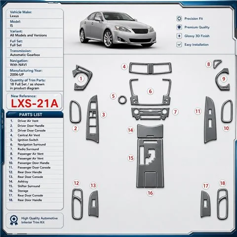 Lexus IS 2006-heute 3D Cockpit Dekor Interieurleisten Set Full Set / as shown in product diagram-teilig