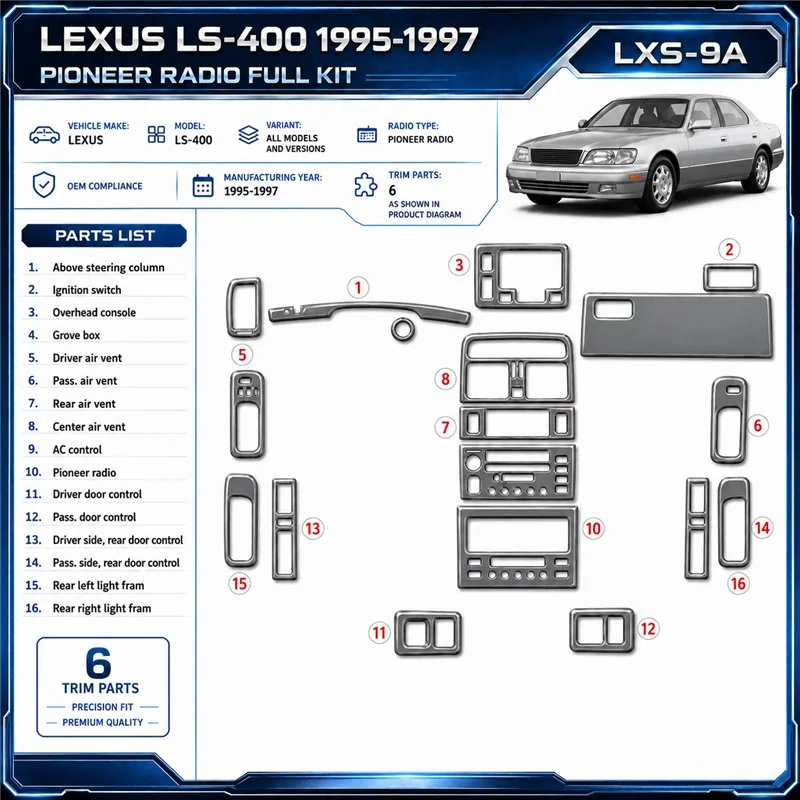 Lexus LS-400 1995-1997 3D Cockpit Dekor Interieurleisten Set 6-teilig