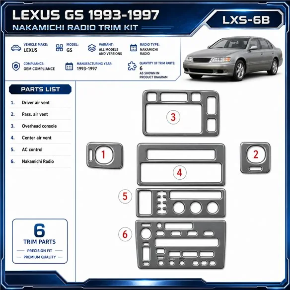 Lexus GS 1993-1997 3D Cockpit Dekor Interieurleisten Set 6-teilig